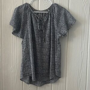 Black and White Floral Blouse